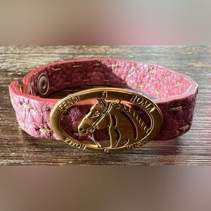 EUC FENDI Selleria Horse Motif Leather bracelet - dusty pink & gold! Authentic!